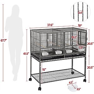 Yaheetech Stackable Wide Divided Breeder Bird Cage, Black