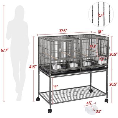 Show full view: Yaheetech Stackable Wide Divided Breeder Bird Cage, Black slide 3 of 11