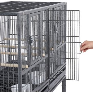 Yaheetech Stackable Wide Divided Breeder Bird Cage, Black