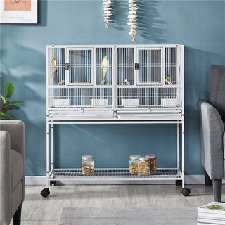 Yaheetech Stackable Wide Divided Breeder Bird Cage, White slide 1 of 8