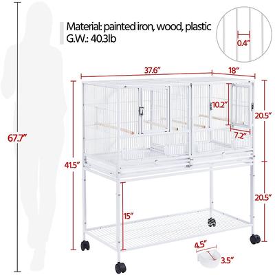 Show full view: Yaheetech Stackable Wide Divided Breeder Bird Cage, White slide 3 of 10