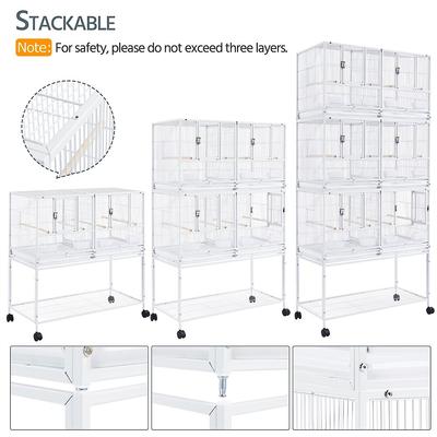 Show full view: Yaheetech Stackable Wide Divided Breeder Bird Cage, White slide 4 of 10