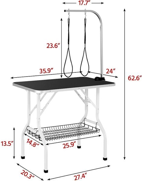 YAHEETECH Stainless Steel Dog & Cat Grooming Table, Black, 36-in ...