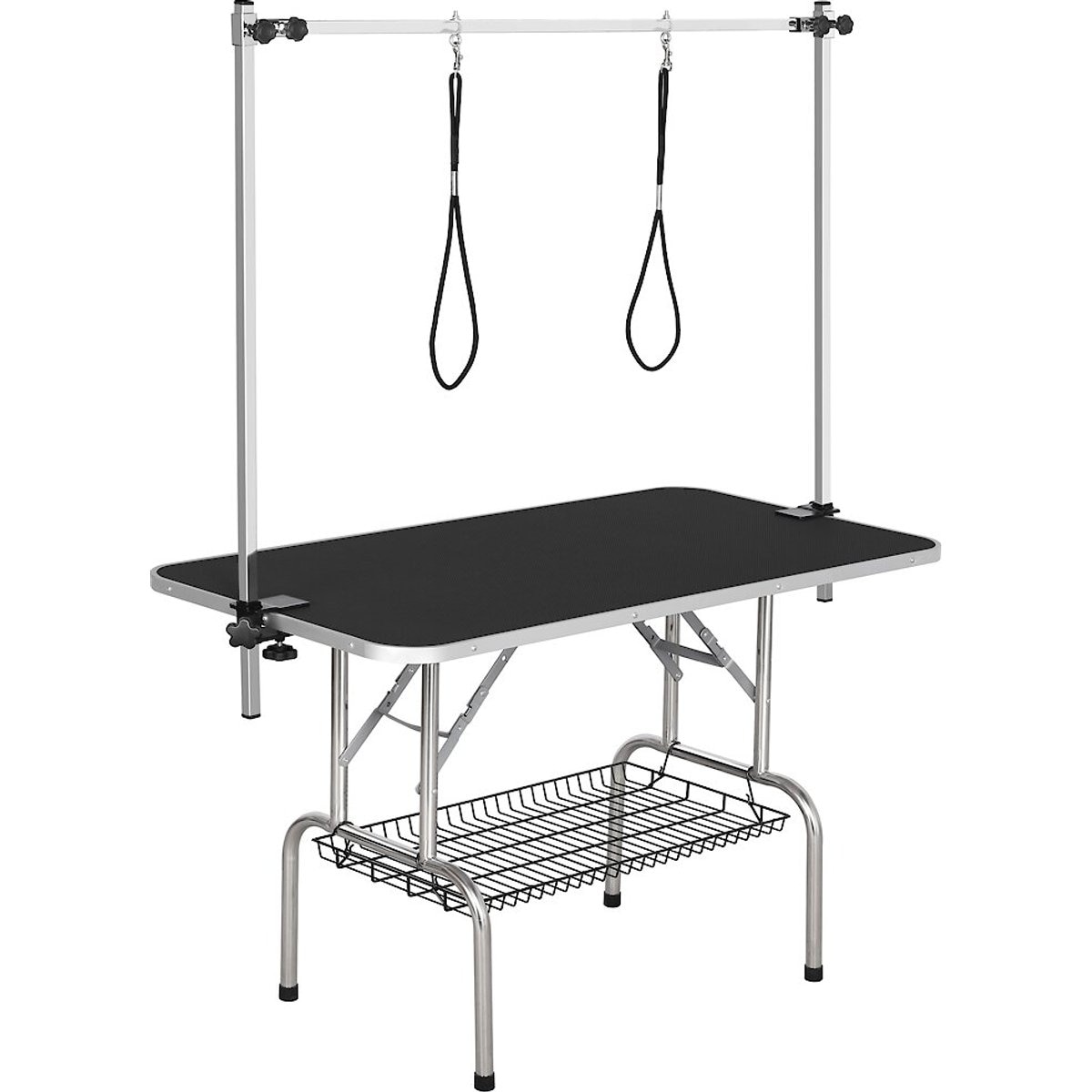 Yaheetech Stainless Steel Dog & Cat Grooming Table, Black, 45-in