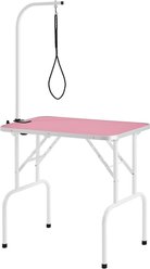 Yaheetech Stainless Steel Dog & Cat Grooming Table, Pink, 32-in