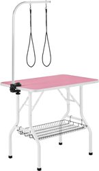 Yaheetech Stainless Steel Dog & Cat Grooming Table, Pink, 36-in