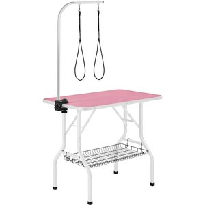 Yaheetech Stainless Steel Dog & Cat Grooming Table, Pink, 36-in