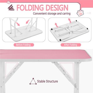 Yaheetech Stainless Steel Dog & Cat Grooming Table, Pink, 36-in