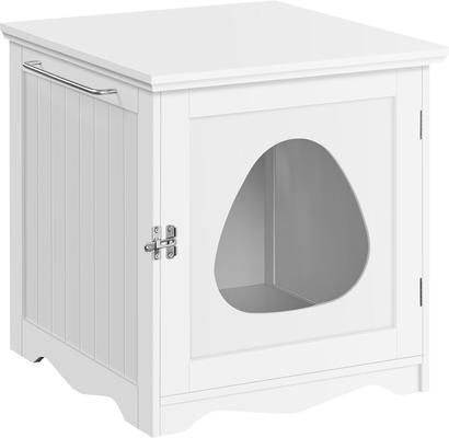 Show full view: Yaheetech Washroom Bench Enclosed Cat House Cat Litter Box, White, Small slide 2 of 10