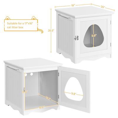 Show full view: Yaheetech Washroom Bench Enclosed Cat House Cat Litter Box, White, Small slide 3 of 10