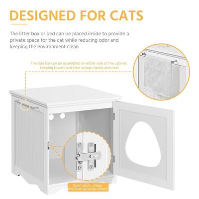 Show full view: Yaheetech Washroom Bench Enclosed Cat House Cat Litter Box, White, Small slide 5 of 10