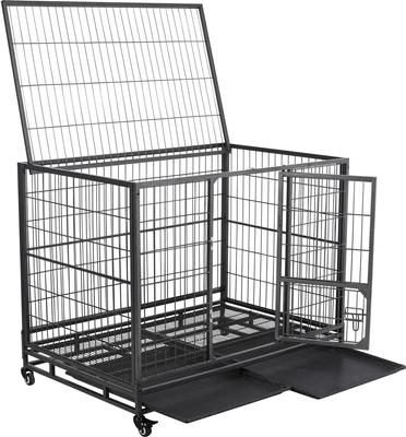 Show full view: Yaheetech Wheels & Litter Pans Dog Crate, Black, 43-in slide 4 of 9