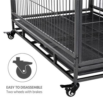Show full view: Yaheetech Wheels & Litter Pans Dog Crate, Black, 43-in slide 7 of 9