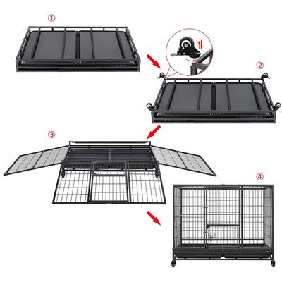 Show full view: Yaheetech Wheels & Litter Pans Dog Crate, Black, 43-in slide 8 of 9