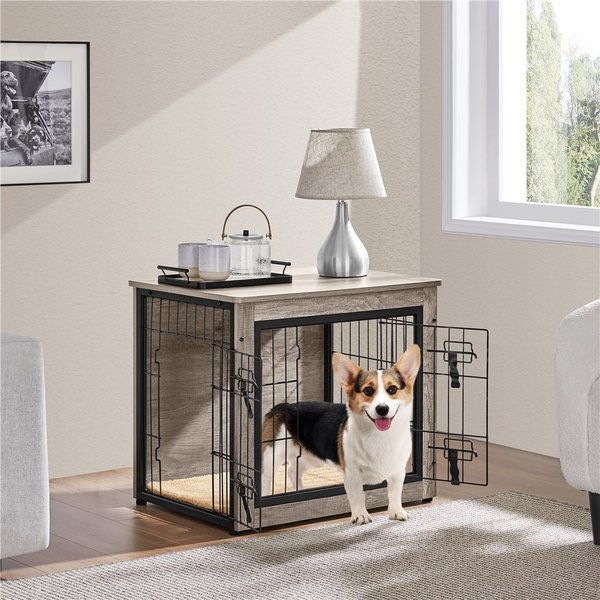 Yaheetech Wooden Dog Crate, Gray