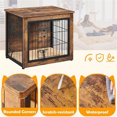 Show full view: Yaheetech Wooden Dog Crate, Rustic Brown, 27.5 inch slide 5 of 8