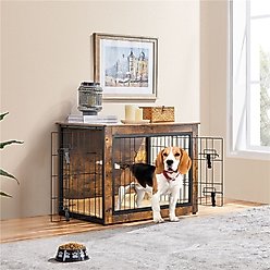 Yaheetech Wooden Dog Crate, Rustic Brown, 31.5-in