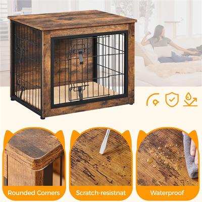 Show full view: Yaheetech Wooden Dog Crate, Rustic Brown, 31.5-in slide 5 of 6