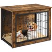 Wooflex Double Dog Waterproof Hard-Sided Dog Crate, Rustic Brown, 86.6-in