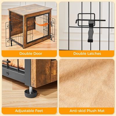 Show full view: Yaheetech Wooden Dog Crate, Rustic Brown, 31.5-in slide 6 of 6