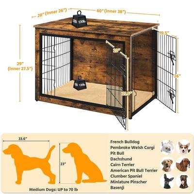 Show full view: Yaheetech Wooden Dog Crate, Rustic Brown, 40 inch slide 3 of 7