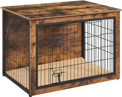 Show full view: Yaheetech Wooden Dog Crate, Rustic Brown, 40 inch slide 2 of 7
