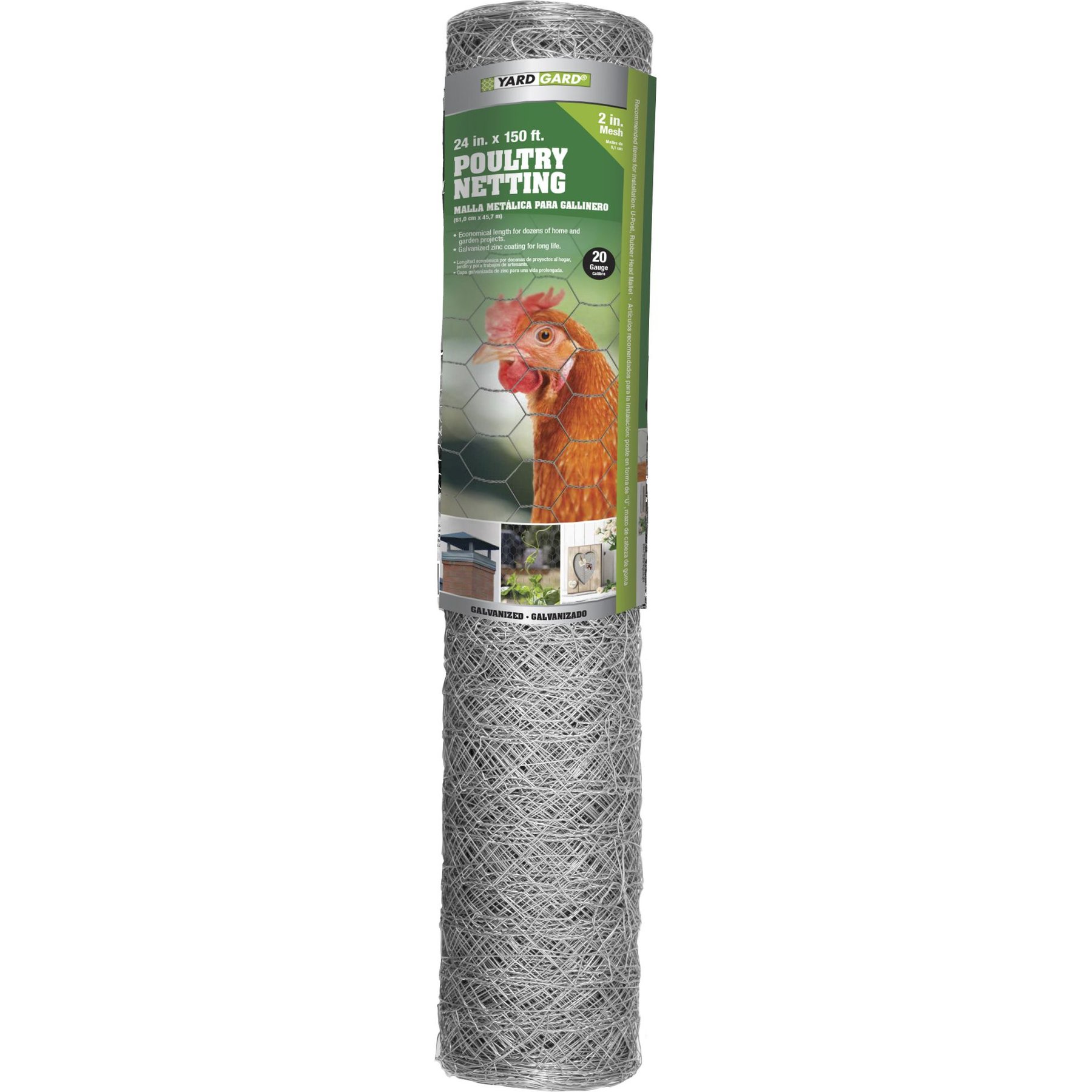YardGard Poultry Netting Galvanized 2" Mesh Poultry Fence, 24-in x 150-ft roll