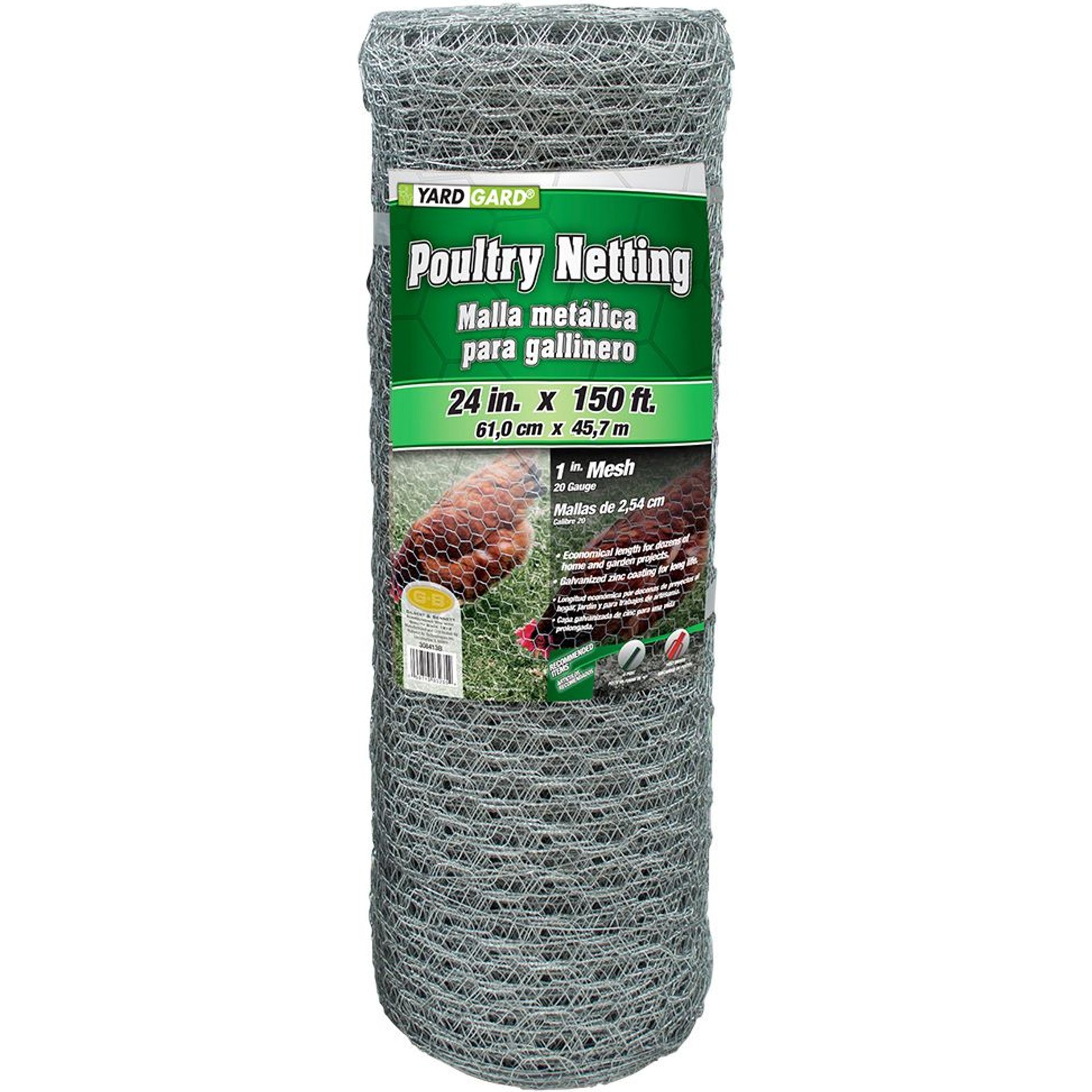 YardGard Poultry Netting Galvanized 20-Gauge 1" Mesh Poultry Fence, 24-in x 150-ft roll