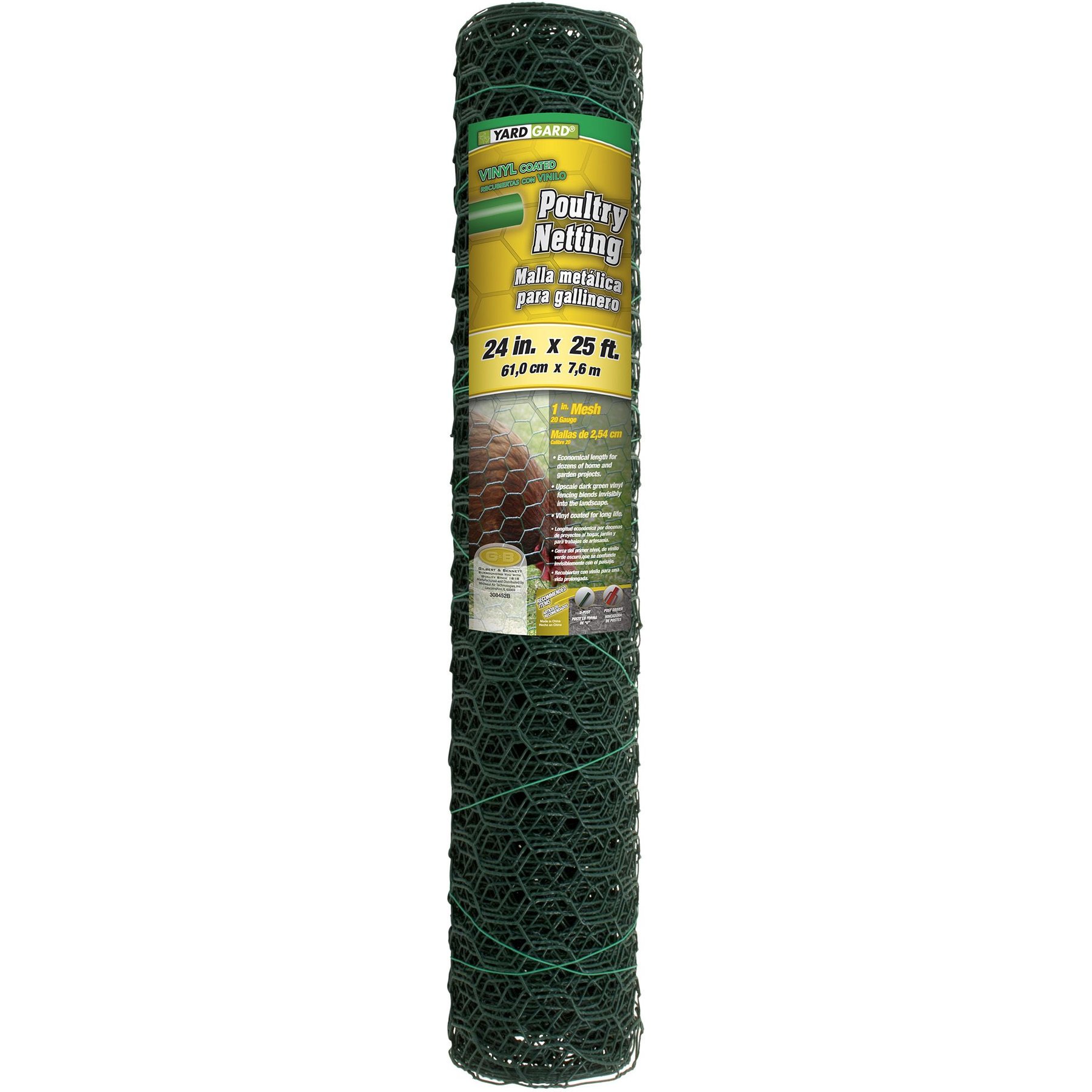 YardGard Poultry Netting PVC 20-Gauge 1" Mesh Poultry Fence, 24-in x 25-ft roll