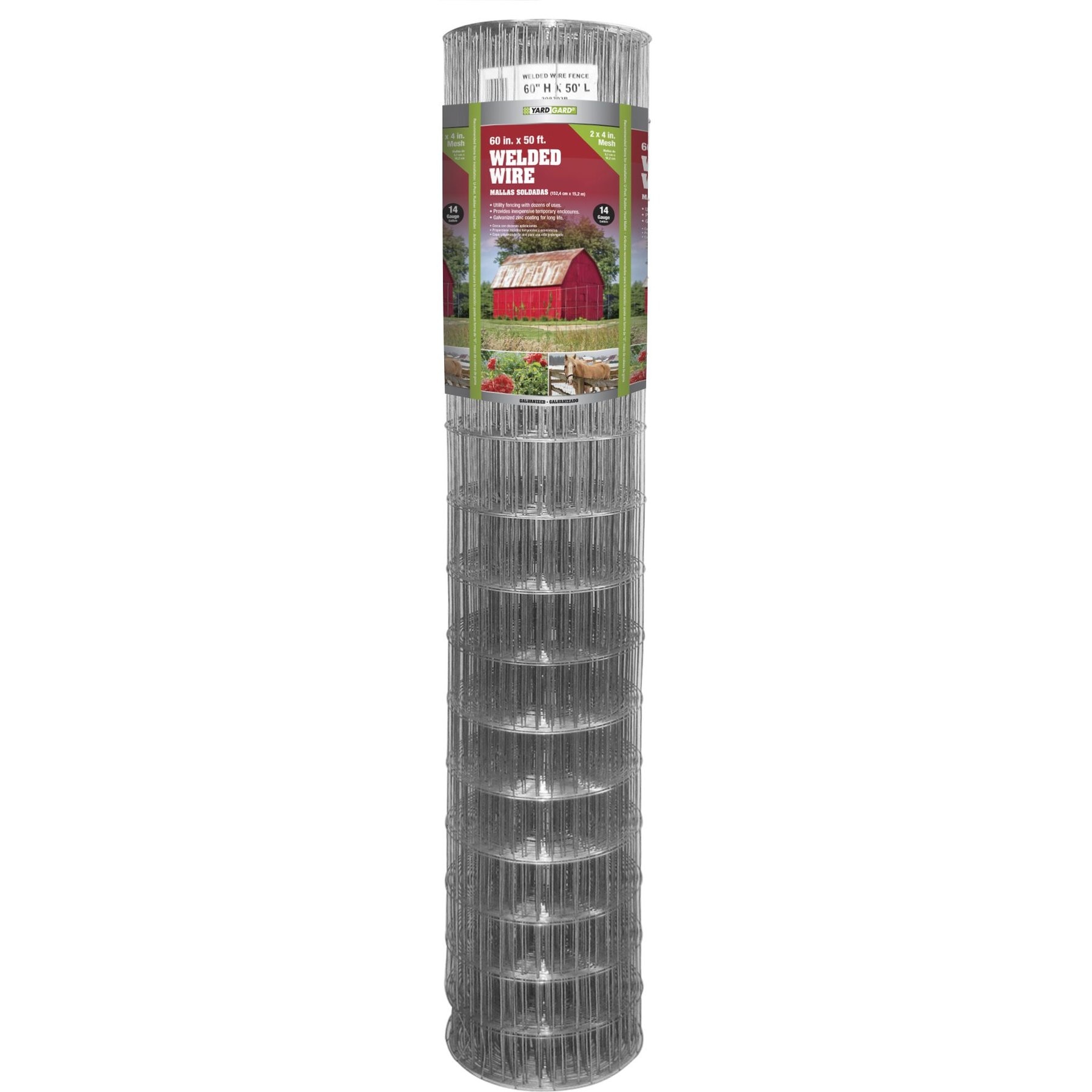 YardGard Welded Wire Galvanized 14-Gauge 2x4" Mesh Fence, 48-in x 50-ft roll