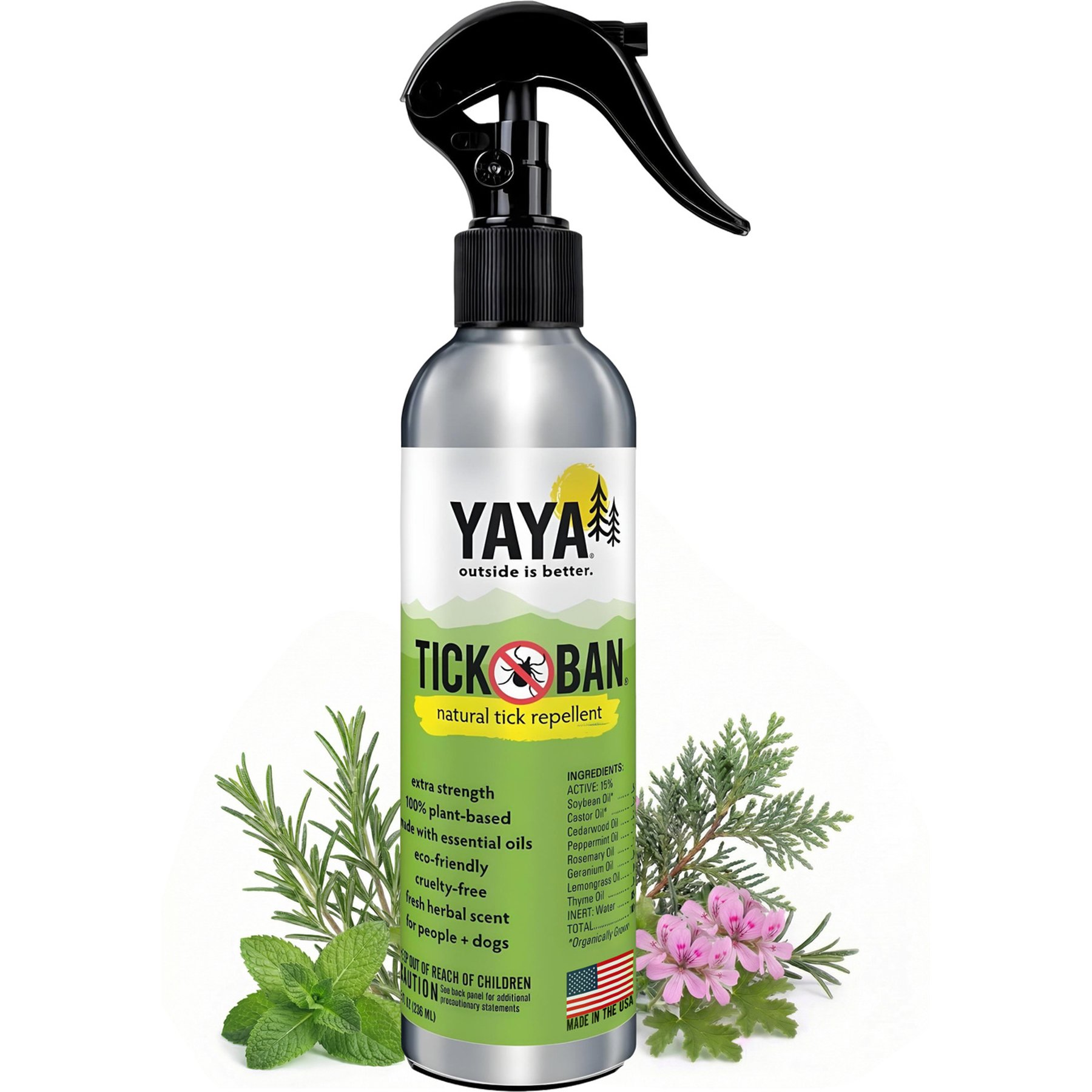 YAYA Organics Tick Ban Dog Flea & Tick Repellent Spray, 8-fl oz bottle
