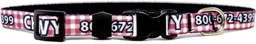 Show full view: Yellow Dog Design Gingham Polyester Personalized Standard Dog Collar, X-Small, Pink slide 3 of 3
