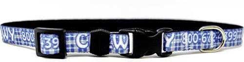 Show full view: Yellow Dog Design Preppy Plaid Polyester Personalized Standard Dog Collar, X-Small, Blue slide 2 of 2