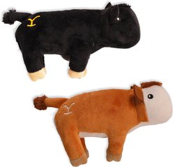 Yellowstone Cow Squeaky Plush Dog Toy, 2 count