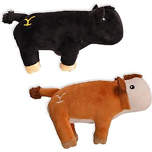 Yellowstone Cow Squeaky Plush Dog Toy, 2 count