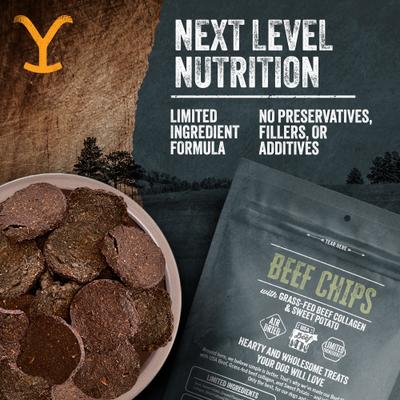Show full view: Yellowstone Dutton Ranch Dog Treat Co. Beef Chips Crunchy Dog Treats, 8-oz bag slide 6 of 10
