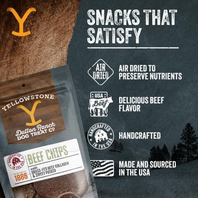 Show full view: Yellowstone Dutton Ranch Dog Treat Co. Beef Chips Crunchy Dog Treats, 8-oz bag slide 5 of 10