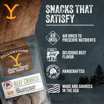 Show full view: Yellowstone Dutton Ranch Dog Treat Co. Beef Crunch Squares Crunchy Dog Treats, 8-oz bag slide 5 of 10