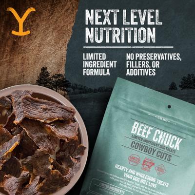 Show full view: Yellowstone Dutton Ranch Dog Treat Co. Cowboy Cuts Chuck Crunchy Dog Treats, 4-oz bag slide 6 of 10
