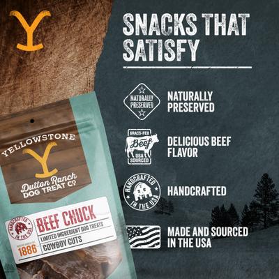 Show full view: Yellowstone Dutton Ranch Dog Treat Co. Cowboy Cuts Chuck Crunchy Dog Treats, 8-oz bag slide 5 of 10