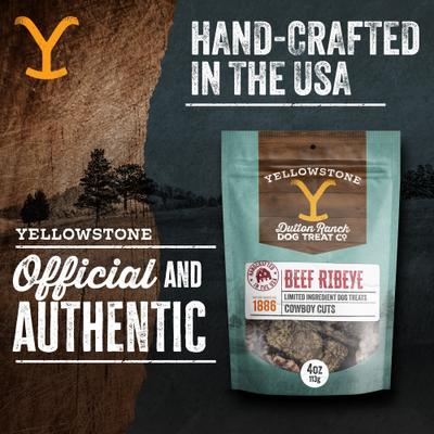Show full view: Yellowstone Dutton Ranch Dog Treat Co. Cowboy Cuts Ribeye Crunchy Dog Treats, 4-oz bag slide 7 of 10