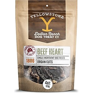 Yellowstone Dutton Ranch Dog Treat Co. Organ Cuts Beef Hearts Crunchy Dog Treats, 4-oz bag
