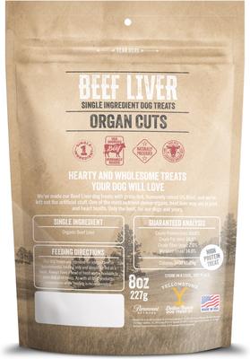 Show full view: Yellowstone Dutton Ranch Dog Treat Co. Organ Cuts Beef Liver Crunchy Dog Treats, 4-oz bag slide 3 of 10