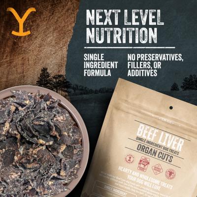 Show full view: Yellowstone Dutton Ranch Dog Treat Co. Organ Cuts Beef Liver Crunchy Dog Treats, 8-oz bag slide 6 of 10