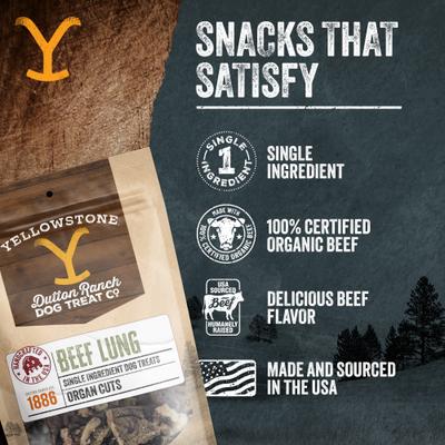Show full view: Yellowstone Dutton Ranch Dog Treat Co. Organ Cuts Beef Lung Crunchy Dog Treats, 4-oz bag slide 5 of 10