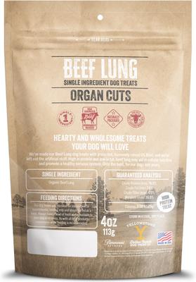 Show full view: Yellowstone Dutton Ranch Dog Treat Co. Organ Cuts Beef Lung Crunchy Dog Treats, 4-oz bag slide 3 of 10