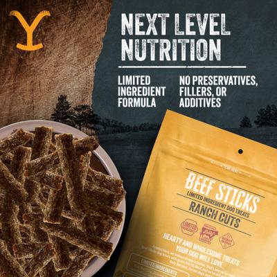 Show full view: Yellowstone Dutton Ranch Dog Treat Co. Ranch Cuts Beef Sticks Soft & Chewy Dog Treats, 8-oz bag slide 6 of 10