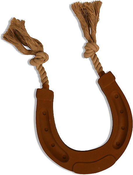 Show full view: Yellowstone Latex Horseshoe with Rope Dog Toy slide 1 of 6