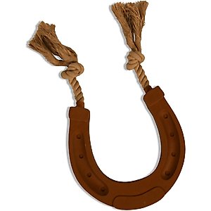 Yellowstone Latex Horseshoe with Rope Dog Toy