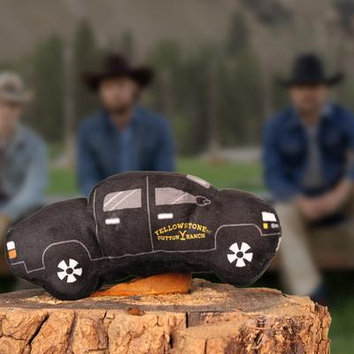 Show full view: Yellowstone Truck Squeaky Plush Dog Toy, Black slide 3 of 6